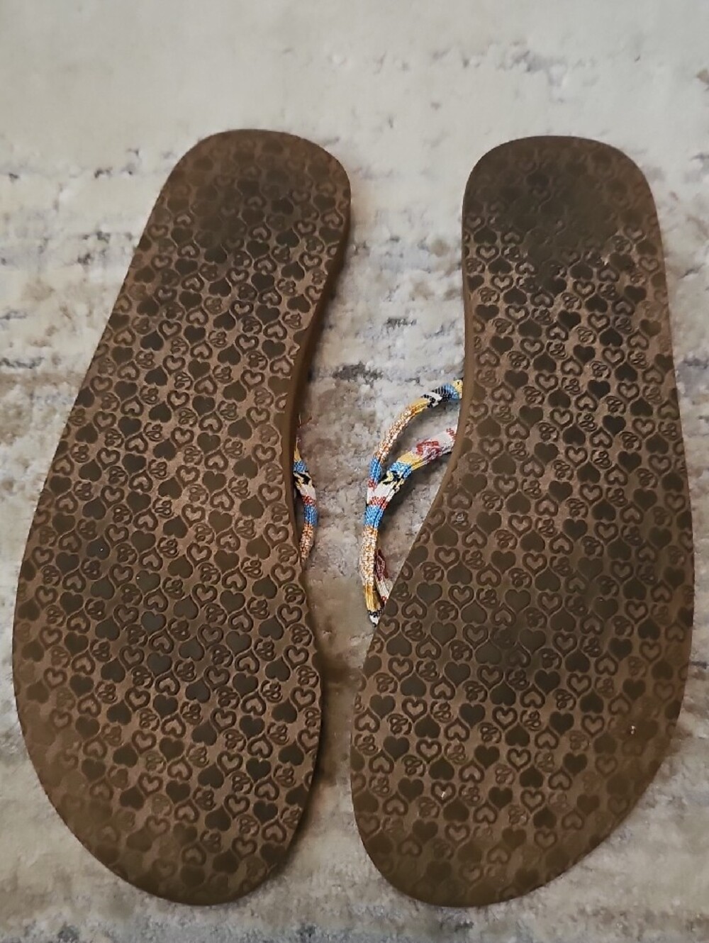 Cobian Women's Brown Sandals with Multicolor Woven Straps 7.5/8 - Picture 3 of 4
